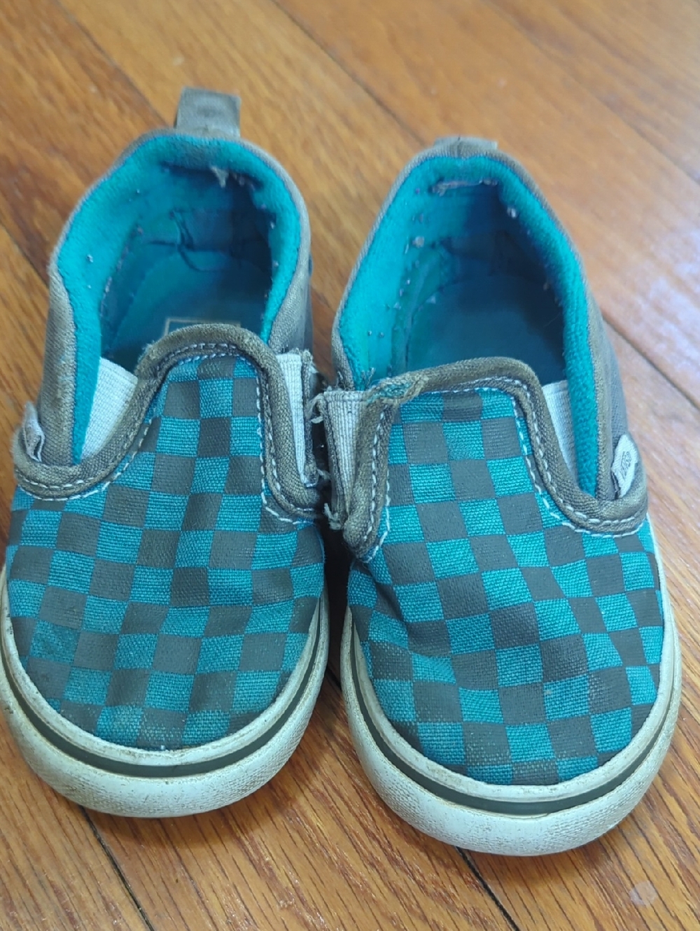 Vans Kids Slip-On Checkered Canvas Shoes - Blue/Grey